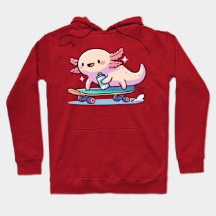 cute axolotl skateboarding Hoodie